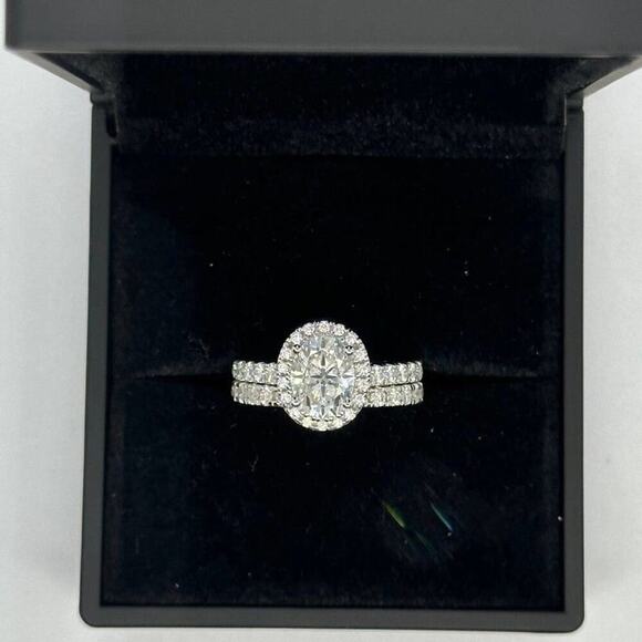 Moissanite Engagement Ring Oval Cut GRA Certified Wedding Brilliant 18K Size 5.5 - Picture 14 of 15